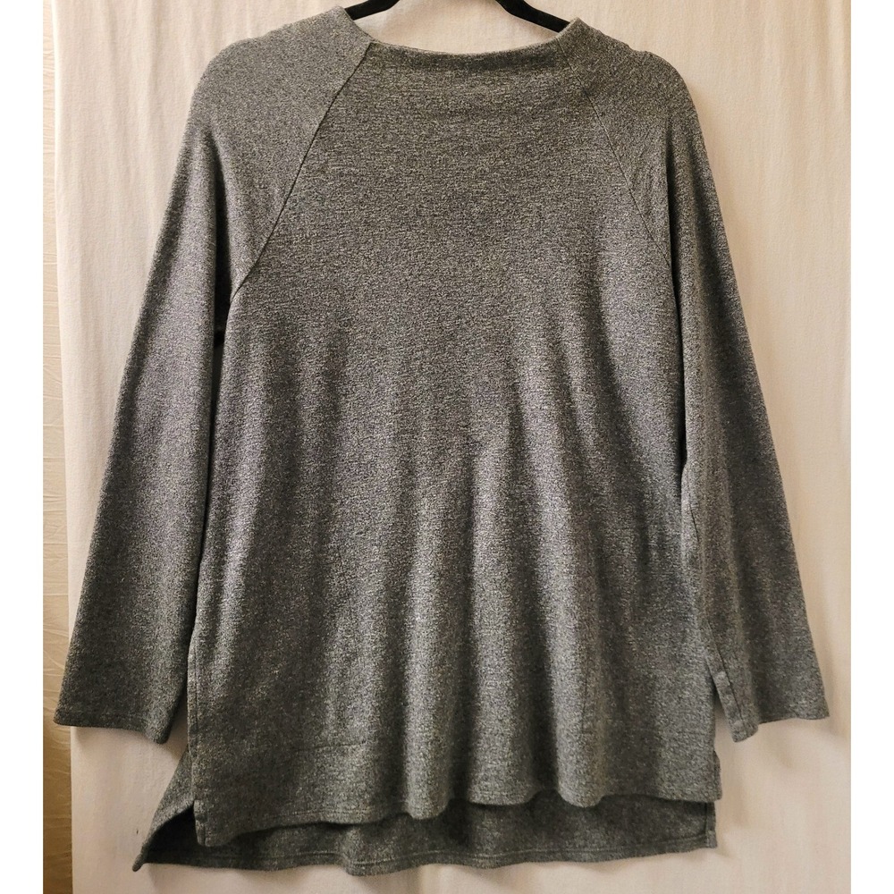 J Jill Pure Gray Tunic Top Pullover Raglan Sleeve Side Pockets Cotton Knit Small